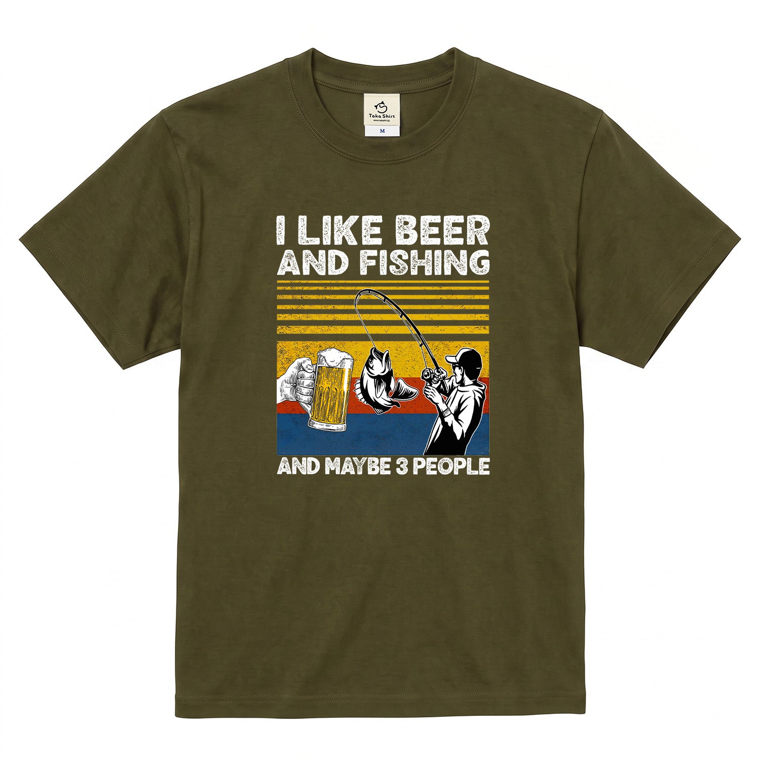 「I LIKE BEER AND FISHING」ビール&釣り好き Tシャツ